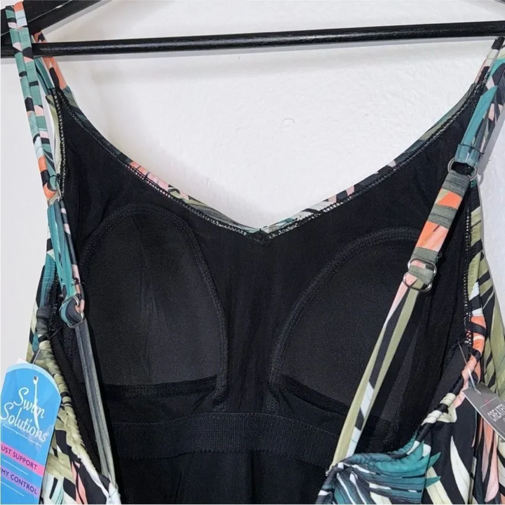 Swim Solutions Plus Size Tummy-Control
Handkerchief One-Piece Fauxkini Swimsuit - Picture 8 of 11